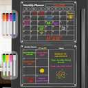 FINDMAG Acrylic Dry Erase Magnetic Calendar for Fridge, 16"x12" Magnetic Calendar for Refrigerator, Clear Monthly and Weekly Meal Planner Fridge Magnets, Chore Chart for Kids with 8 Colors Markers