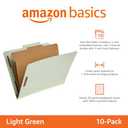 Amazon Basics Classification Folder- 100% Recycled, 1 Divider, 2-Inch Embedded, 12.05 x 10.47 inch (Letter), Light Green, 10-Pack