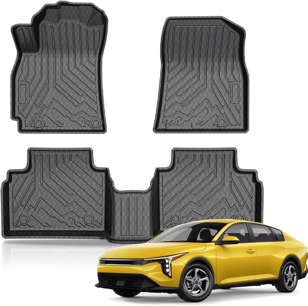 KUST Floor Mats for 2025 2026 Kia K4 Sedan, All Weather Floor Liners Front Rear 2 Row Car Mats for K4 Accessories Anti-Slip TPE Rubber Raised Edge