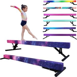 Seliyoo Adjustable Balance Beam 8FT, Gymnastics Beam for Kids & Teenage All Levels, High Low Floor Beam with Anti-Slip Legs, Professional Gymnastic Equipment for Home Gym Center Use, 7"-17"