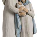 ShineOnAngel 10 Inch Holy Family Figurine – Modern Wood Carving Style Nativity Scene in Morandi Tones, Resin Sculpture for Christmas and Home Religious Décor