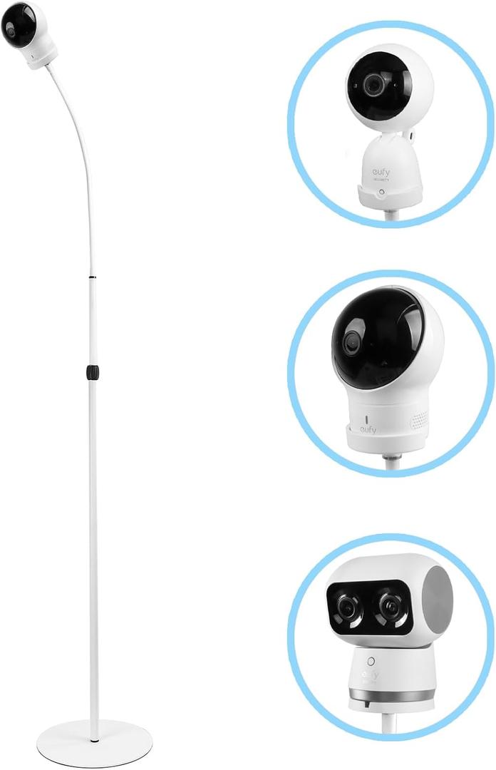 Adjustable Universal Baby Monitor Floor Stand Holder Mount Compatible with eufy 720P Video/eufy Security SpaceView/eufy Spaceview S Baby MonitorWhite