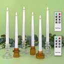 Rhytsing 11.4" Flameless Taper Candles with Timer Function, Battery Operated Dinner Tall Candlestick Rustic Wax, Warm White LED, 2 Remotes Included - Set of 6 (White)