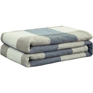 4 Layer Muslin Throw Blanket,100% Cotton Blankets for Couch Breathable Soft Blanket for Bed Fluffy Bath Towel Pre-Washed Comfortable Blanket for Summer Night Sweats,Blue Checkered,40"x60"