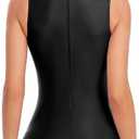 speerise Women Mock Neck Sleeveless Leotard Spandex Dance Bodysuit (Black, XL)