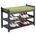 PETKABOO Shoe Rack Bench with Storage 27.6 in, Black Shoe Storage Bench with Cushion for Entryway, Hallway, Bedroom, Living Room