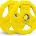 SPART Color Coded Weight Plate 2-Inch Rubber Coated Olympic Grip Plate for Barbell, Solid Cast Iron Weight Plates for Strength Training, Weightlifting, Crossfit, Home Gym, 2.5LB/5LB/10LB/25LB/35LB/45LB, Pair