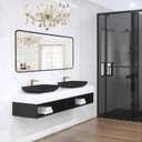 Black Bathroom Mirror 30x48in, Metal Framed Rounded Rectangle WallTempered Glass, Anti-Rust Frame, Hangs Horizontal or Vertical, HD Reflection Clarity