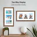 Hongkee 10x20 Picture Frame Set of 2, Rustic Brown Wood Frame with Real Glass Collage Frame, Display Pictures Three 5x7 With Mat or 10 x 20 Without Mat - Horizontal or Vertical Wall Mounting, 10x20 in matted to 3-5x7
