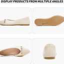 BABUDOG Women's Black Flats Shoes,White Dress Shoes for Women,Crimping Faux Suede Ballet Flats Comfortable