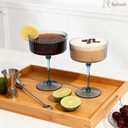 24Pcs Plastic Martini Glasses with Detachable Stems, 10oz Plasitc Ribbed Coupe Glasses Blue Vintage Cocktail Glassware Set Toasting Glasses for Party Wedding Anniversary