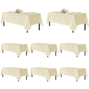sancua Beige Tablecloths for 8 Foot Rectangle Tables, 8 Pack - Washable Polyester Fabric Table Cloth for Wedding Party, Birthday, Banquet Reception, 60x120 Inch