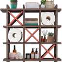 Comfify Tic-Tac-Toe Toilet Paper Holder  Freestanding or Wall Mounted Storage for Bathroom Tissue  Torched Brown Farmhouse Decor