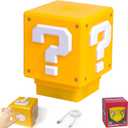 Super Bros Mini Night Light Question Block Toys Night Light for Kids Square Brick USB ith Game Sound Effects Lamp for Desktop as Gifts for Kids Lamps for Bedrooms Boys