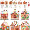 36 Sets Christmas DIY Art Craft Kits Gingerbread House Ornaments Art Sets Winter Christmas Stickers Arts and Crafts Bulk for Kids Winter Holiday Xmas Theme Classroom Activities Party Decorations