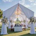8 Panels 5ft(W) x 20ft(L) White Ceiling Drapes for Wedding Parties | 20 FT Extra Long Thick Professional-Grade Polyester Wrinkle-Free Drapery for Tent, Birthday Party, Ceremony, Stage Swag Decor