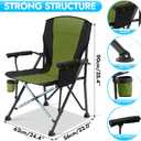 2 Pack Oversized Folding Camping Chair for Adults, Supports 450 LBS Camping Chairs, Heavy Duty Camping Chair with Side Pockets, Foldable Outdoor Chair for Camping, Beach, Fishing, Hiking, Green-Black