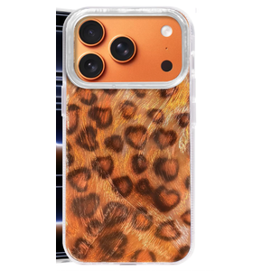 Compatible with iPhone 17 Pro Case,with [Soft Slim][Camera Protection] Cute Leopard Print Love Shiny Aesthetic Phone Cover Anti-Yellowing Shockproof Protective Cover for Women Girl-Brown