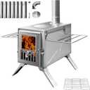Wood Burning Stove,Portable Camping Stove with Chimney Pipes,Front WindowSide Racks,Mini Wood Stove for Outside Tent,Cookout,Truck Travel and inside Woodcutter's Cottage