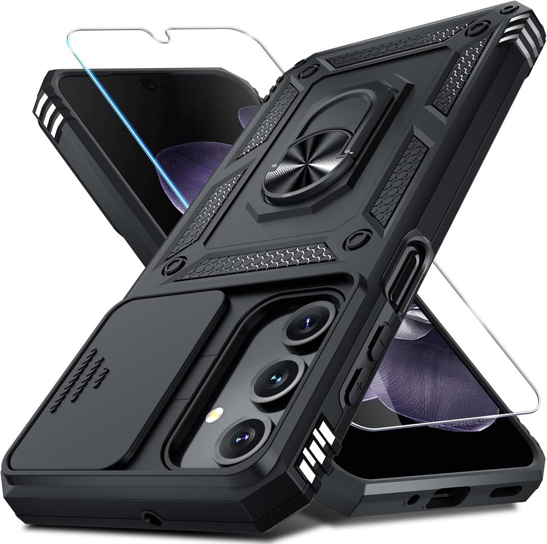 Janmitta for Samsung Galaxy A16 Case Built in Slide Camera Cover,Black