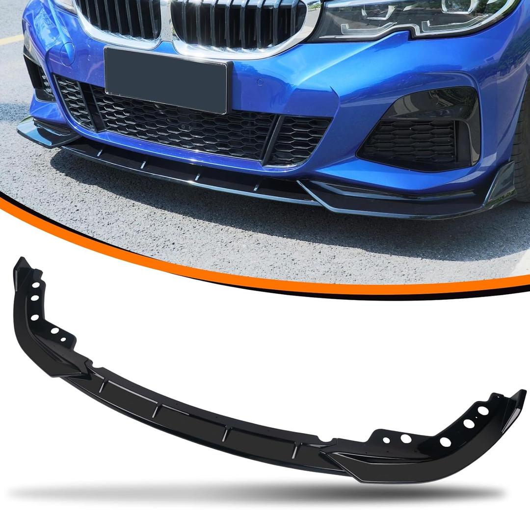 Front Bumper Lip Splitter Custom Fit for 2019-2022 BMW G20 G28 M Sport 3 Series Sedan 330i 330e M340i Front Chin Spoiler Lower Lip,Glossy Black
