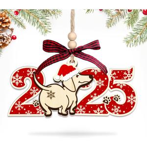 HEXMOZ Dog Christmas Ornaments 2025 - Funny Dog Ornament for Christmas Tree - Dogs Lover Gifts for Women, Mom Lady, Dogs Owners, Pet Lovers - 2 Layers Acrylic Wood Xmas Decorations