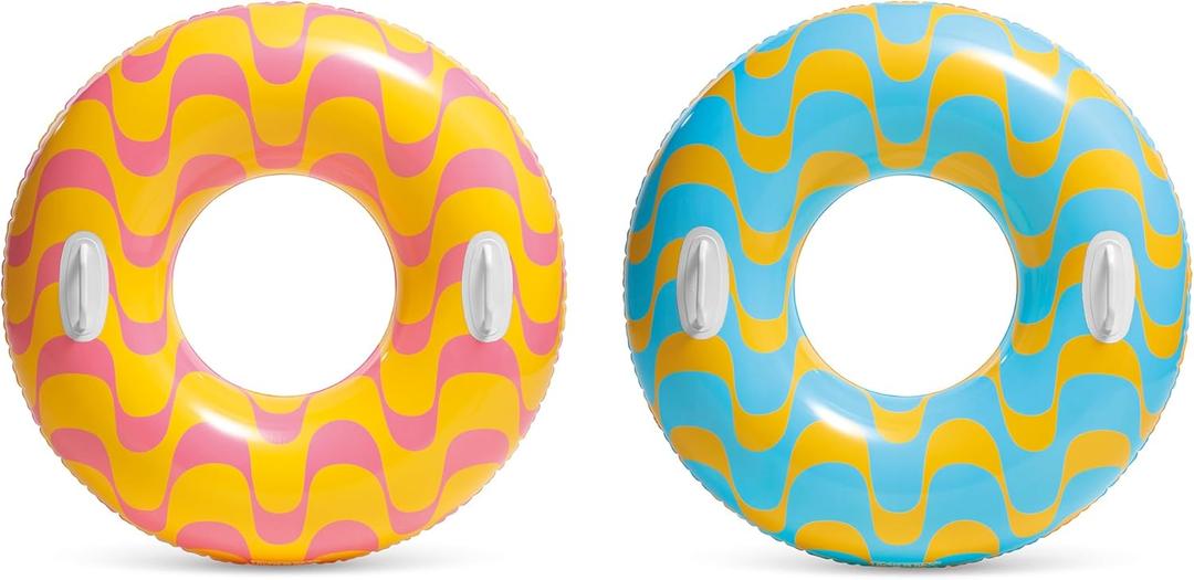 INTEX 59256 Wavy Dreams Inflatable Tube: Heavy Duty Grab Handles  36" Diameter  132lb Weight Capacity  One Tube  Color May Vary