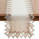 Natural Linen Table Runner 72 inches Neutral Earth Tones Beige Lace Coffee Table Runners Dresser Scarf for Easter Spring Summer Kitchen Wedding Party, Machine Washable (Natural, 16”x72”)