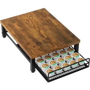 IBUYKE Wooden Coffee Pod Holder for K-Cup, 35 Capacity Capsule Pods Storage,Mullti Coffee Pod Drawer,Home Kitchen Counter Coffee Bar Station Organizer,Brown TCJ001H