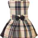 PUPTECK Classic Plaid Dog Dress Cute Puppy Clothes Outfit, Small