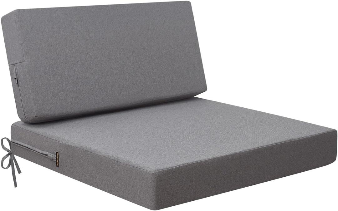idee-home Outdoor Cushions for Patio Furniture, Outdoor Seat Cushion, Waterproof Couch Hampton Bay Deep Seat Replacement Chair Cushions for Garden Lawn Deck Backyard, 26.5 x 26.5 Grey (Gray)