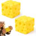 2Pack Cheese Squishy Toy - Soft Stretchy Stress Ball, Sensory Fidget Toy for Kids & Adults, Anxiety Relief Desk Decor,Funny Food Theme Squeeze Cheese for Office & Home