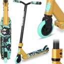 Pro Trick Scooter, Entry Level Stunt Scooters for Kids Ages 6 Years and Up, Aluminum and Lightweight Complete BMX Freestyle Scooter for Beginners (2022 Black Gold)