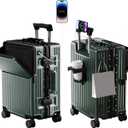 Zipperless Luggage, Polycarbonate Aluminum Hard Shell, Expandable Carry-On Suitcase with Spinner Wheels, Hard Shell Suitcase, 20 Inch Cabin (Green)