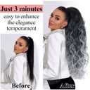 Ombre Gray Ponytail hairpiece for black women Drawstring Long Curly Pony Tail Hair Extainson Fake Ponytail Extensions Gray Drawstring Ponytail for Black Women(Sliver Gray mix 6 OZ)