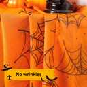 Halloween Curtains for Living Room, Orange Sheer Curtains 95 Inch Length 2 Panel Halloween Decorations for Home, Spider Web Window Drapes Decorations for Bedroom and Home Decor, 52 x 96 Inch