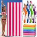 Moukeren 6 Packs Oversized 70 x 35 Inches Stripe Beach Towels Big Cabana Swimming Towels Mircofiber Beach Bath Soft Absorbent Pool Bath for Women Men Adults