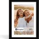 Hongkee 5x7 Picture Frame, Made of Solid Wood with Real Glass, Display Pictures 4x6 with Mat or 5 x 7 without Mat - Wall and Tabletop (Black, 1 Pack)