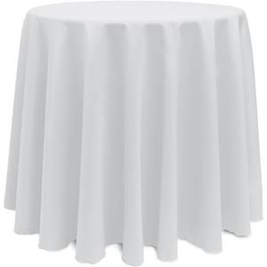 Ultimate Textile Round Polyester Linen Tablecloth White 114 x 89 Inch