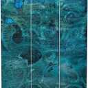 Red Lantern 7 ft. Tall Double Sided Deep Blue Sea Canvas Room Divider 3 Panel Freestanding Partition and Separator for Modern and Contemporary Bedroom, Home Office, Studio, Dorm, Apartment