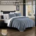 palassio Blue Grey 100% Cotton Quilt King Size Bedding Sets with 2 Pillow Shams, Textured Lightweight Soft Bedspread Shabby Chic Coverlet, Quilted Comforter Bed Cover for All Season, 3 Pieces