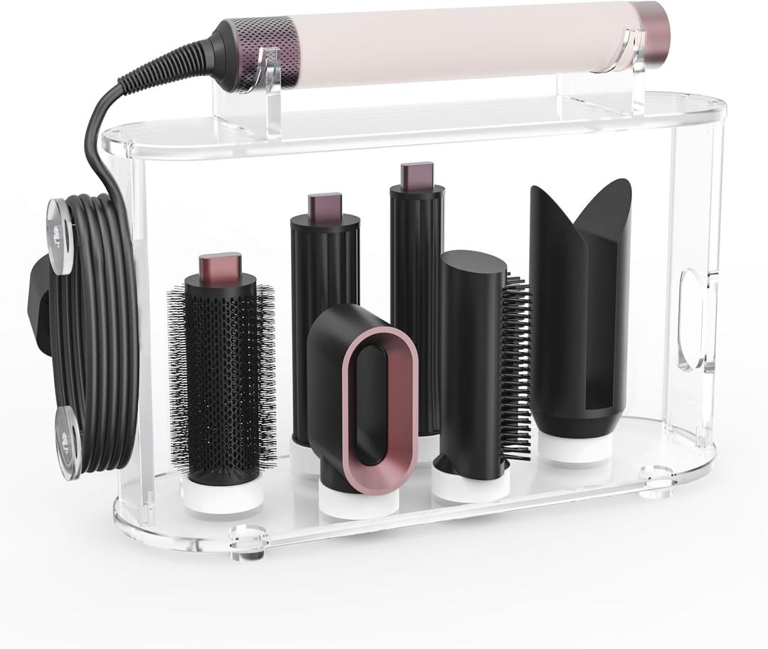 Affogato Acrylic Storage Holder Compatible with All Dyson Airwrap Styler Accessories, 6 Holes Countertop Organizer Stand for Diffuser Long Barrel Attachments for Bathroom (AW-01-V2)