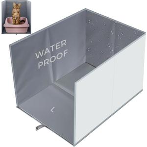 24" L16.92" W16.14" H Foldable Cat Litter Box Enclosure Splash Guard with Removable Mat Large High Sided for Litter Pan Water Resistant Easy Clean Anti-Leakage Pee Shields Privacy Screen