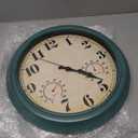 zyzamay 13 Inch Outdoor Clock with Thermometer and Hygrometer, Waterproof and Silent, Large Easy-to-Read Numbers, Ideal for Bedroom,Office,Living Room,Porch,Garden,Pool (Green)