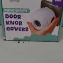 Child Safety Door Knob Cover (4 Pack) Hard-to-Remove Dual-Lock Door Handle Covers for Kids - Reusable Baby Proof Door Knob Locks - Installs Easily, No Tools Needed (White)