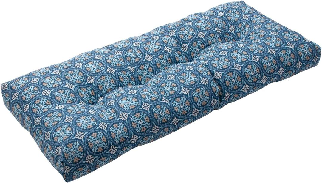 Magpie Fabrics Patio Bench Cushion 42"x18", Indoor/Outdoor Non-Slip Water Resistant Long Seat Pads, Tufted Loveseat Cushion for Swing, Settee, Window, Garden, Wicker, Front Porch (Morgan Medal Blue) Magpie Fabrics Patio Bench Cushion 42"x18", Indoor/Outdoor Non-Slip Water Resistant Long Seat Pads, Tufted Loveseat Cushion for Swing, Settee, Window, Garden, Wicker, Front Porch (Morgan Medal Blue)