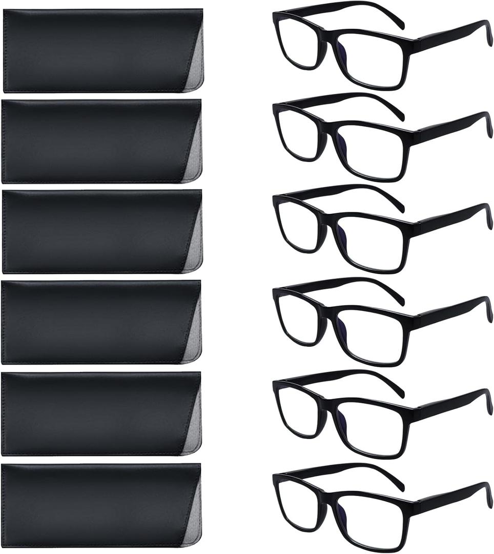 6Pack Reading Glasses Men,Spring Hinge Blue Light Blocking Readers,Anti Eyestrain Computer Magnifying Eyeglasses +2.0