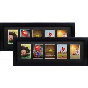 Trading Card Display Frame for 5 Standard Cards, 2 Pack, UV Protection, Black Pasted Double Mats, Sports Card Collector Wall Display, Holder for Baseball Basketball Football Hockey Standard Card