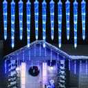 Joomer Blue Christmas Icicle Lights, 13FT 20 Tubes 90 LED 8 Modes Icicle Lights with Timer Function, Waterproof Connectable Ice String Lights for Holiday Home Patio Trees Christmas Decoration