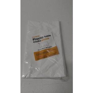 Pureegg Plastic Table Cloth Disposable 10 Pack, 54 x 108 Inch Table Cloths, Party, Picnic, Wedding, Decorative Tablecloths, Rectangle, White Plastic Cover, Leakproof & Sturdy, White